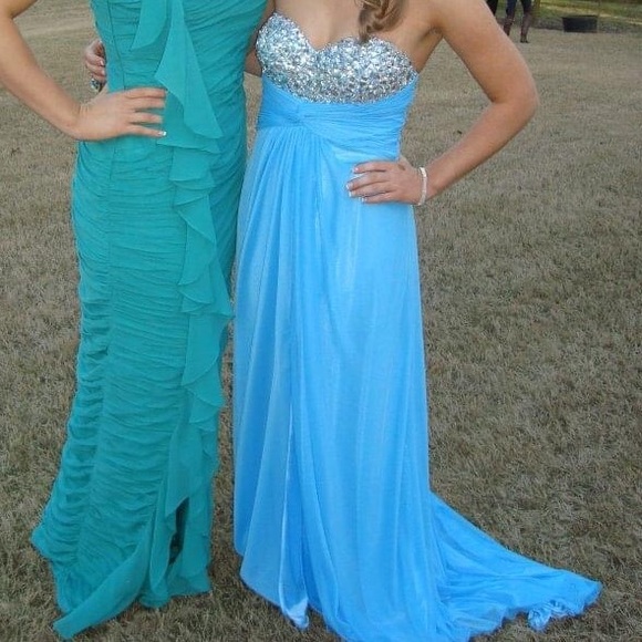 Blue strapless prom dress - Picture 3 of 6